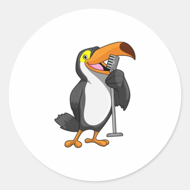 Sticker Rond Toucan at Music with Microphone (Devant)