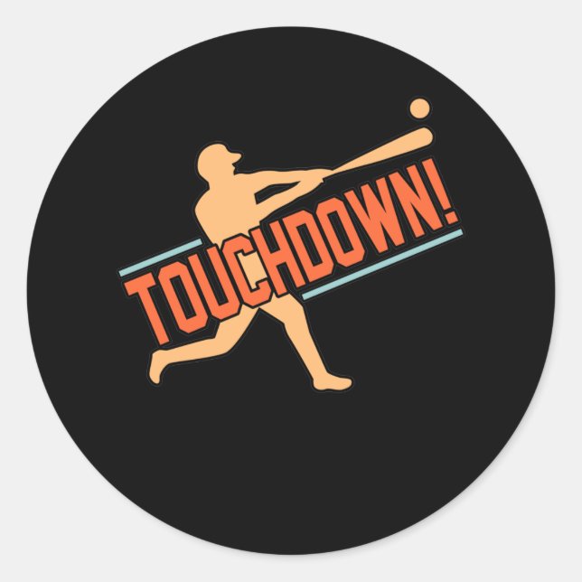 Sticker Rond Touchdown Baseball Joueur Sports Lover Coach Graph (Devant)
