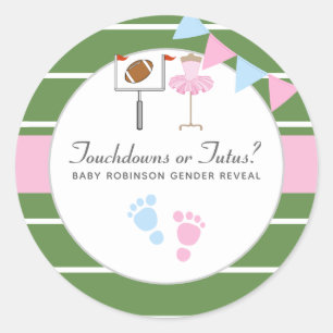 Sticker Rond Touchdowns ou Tutus Genre Reveal Party