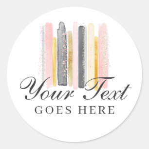 Sticker Rond Touches de peinture aquarelle rose poudré et or ro