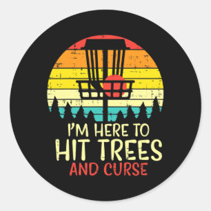 Sticker Rond Touchez Les Arbres Et Curse Coucher De Soleil Retr