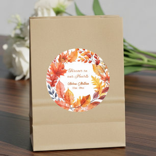 Sticker Rond Toujours dans nos coeurs Funérailles Automne Flora