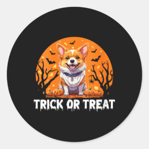 Sticker Rond Tour de friandises pour femmes Halloween Chien Col