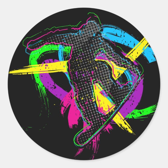 Sticker Rond Tour de surf des neiges (Devant)