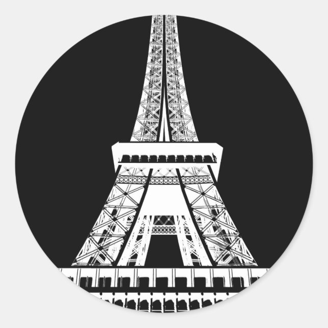 Sticker Rond Tour Eiffel noir blanc (Devant)