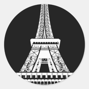 Sticker Rond Tour Eiffel noir blanc