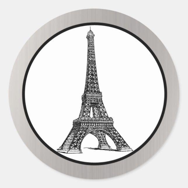 Sticker Rond Tour Eiffel Noir de 20 - 1,5" Enveloppe Seal (Devant)