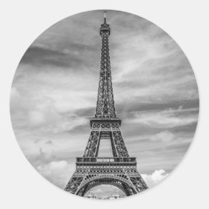 Sticker Rond Tour Eiffel noir et blanc Paris France