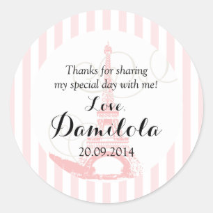 Sticker Rond Tour Eiffel Paris Mariage