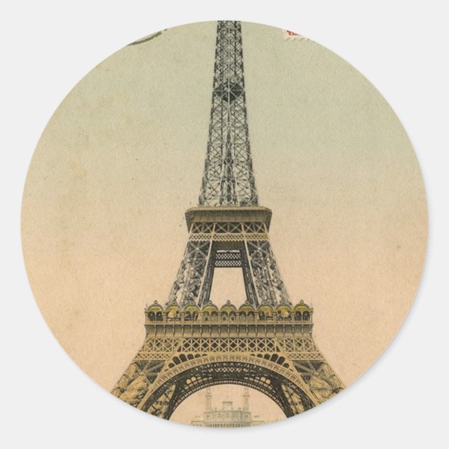 Sticker Rond Tour Eiffel vintage (Devant)