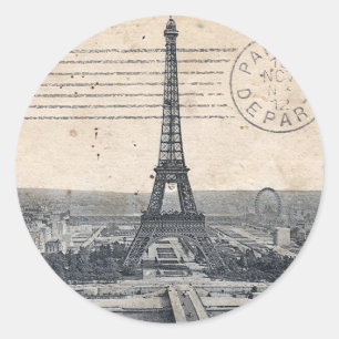 Sticker Rond Tour Eiffel vintage