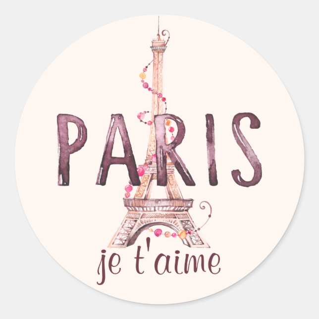 Sticker Rond Tour Paris/Eiffel Je T'Aime "Je t'aime" (Devant)