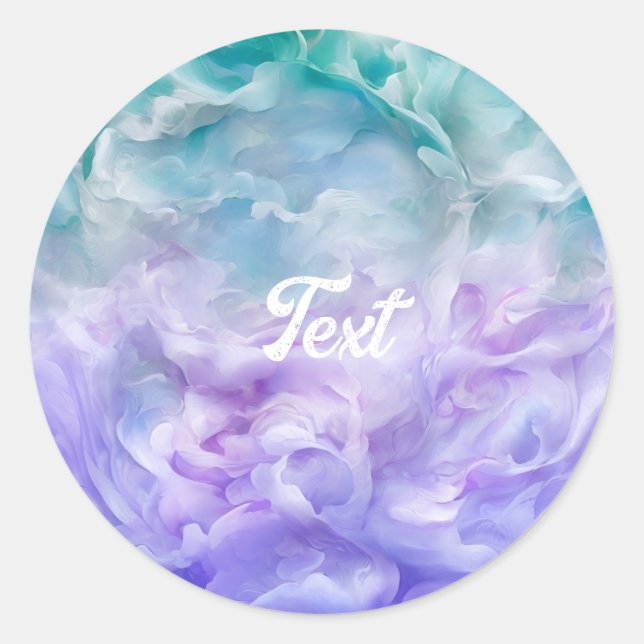 Sticker Rond Tourbillon de nuage bleu et violet (Devant)