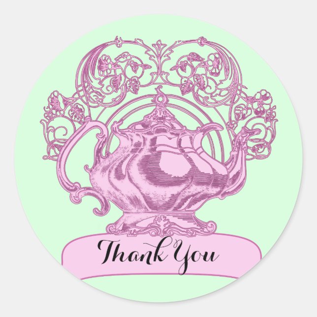 Sticker Rond Tourbillon de théière vintage (Devant)