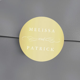Sticker Rond Tourbillonnant Et Script Mariage Faux Gold Foil