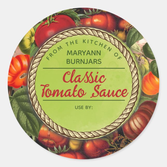Sticker Rond Tourner des tomates personnalisées depuis la cuisi (Devant)