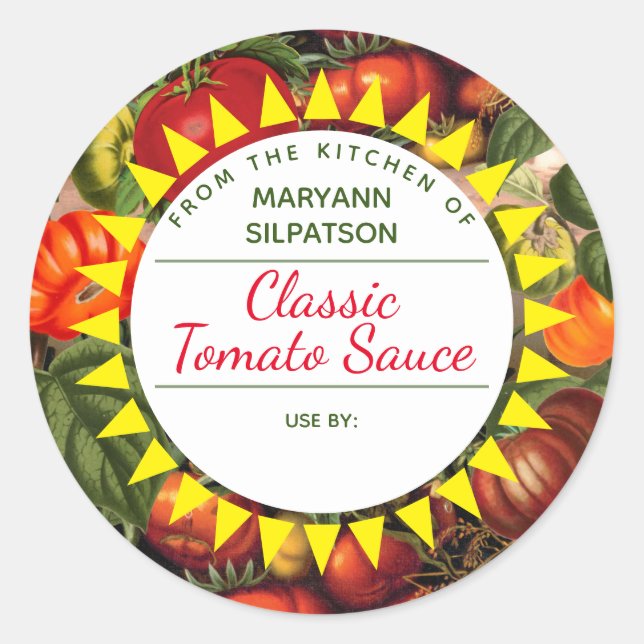 Sticker Rond Tourner des tomates personnalisées depuis la cuisi (Devant)