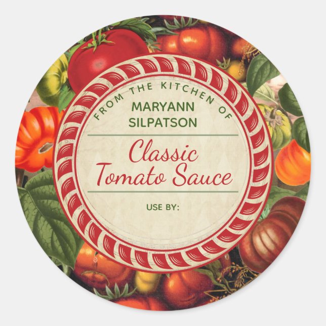 Sticker Rond Tourner des tomates personnalisées depuis la cuisi (Devant)