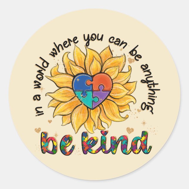 Sticker Rond Tournesol autiste (Devant)