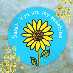 Sticker Rond Tournesol brillant coloré amusant Personnalisé