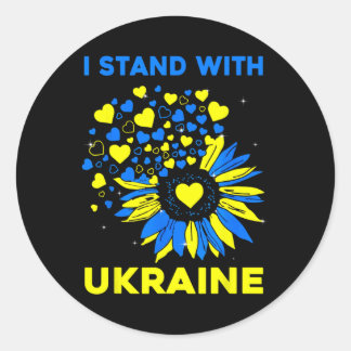 Sticker Rond Tournesol du cœur Je suis avec l'Ukraine