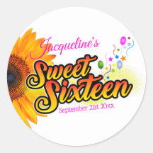 Tournesol et ballons sur le Sweet sixteen blanc