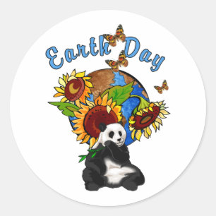 Sticker Rond Tournesol et Panda Earth