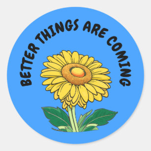 Sticker Rond Tournesol joyeux et personnalisable