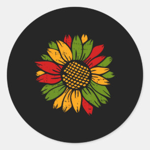 Sticker Rond Tournesol Noir Histoire Mois Couleurs Hommes Femme