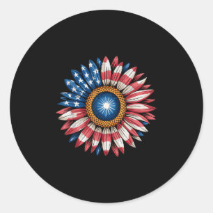 Sticker Rond Tournesol patriotique 4 juillet Drapeau américain
