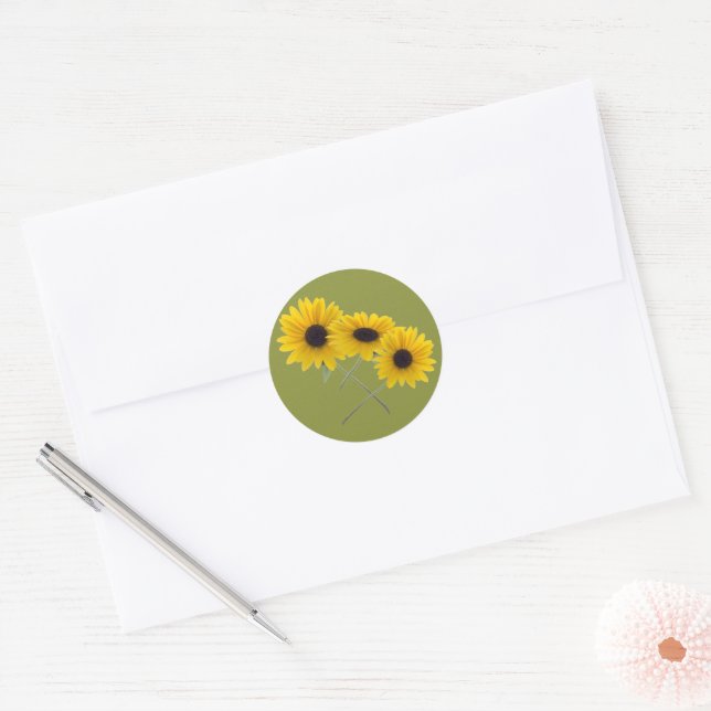 Sticker Rond Tournesol Trio Photos Couleurs été (Enveloppe)