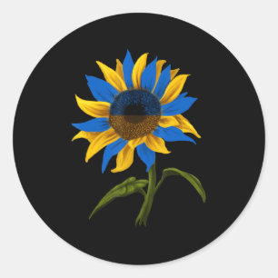 Sticker Rond Tournesol Ukraine Drapeau Stand Avec Ukraine