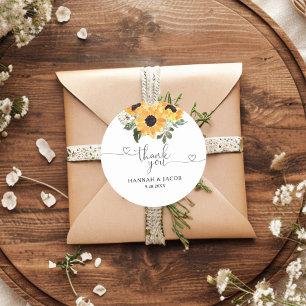 Sticker Rond Tournesol vert Mariage Merci Favor