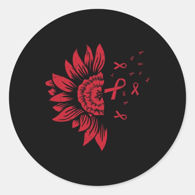 Sticker Rond Tournesol VIH Aids Cerveau Aneurysme Cool Awar (Devant)