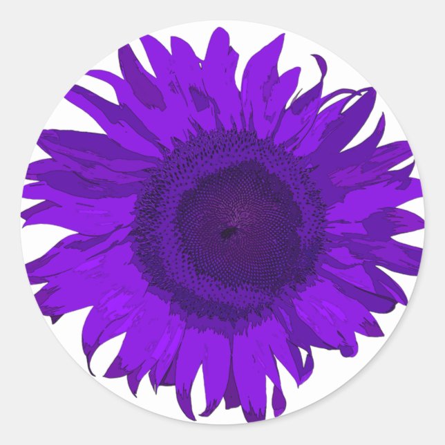 Sticker Rond Tournesol violet blanc (Devant)