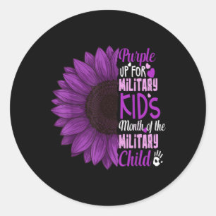 Sticker Rond Tournesol Violet Haut Pour Les Enfants Militaires 
