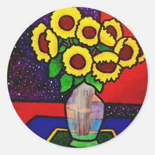Sticker Rond Tournesols 10-4 par Piliero