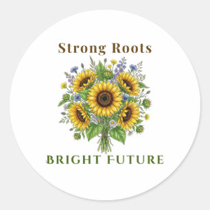 Sticker Rond Tournesols en fleurs Art botanique floral Cadeau