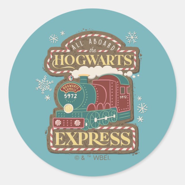 Sticker Rond Tous à bord de HOGWARTS™ Express Noël Cookie (Devant)