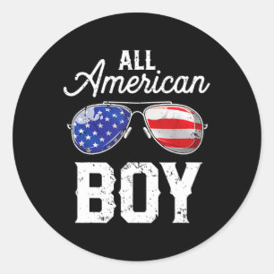Sticker Rond Tous American Boys 4 juillet Usa Boys Patriotic Te