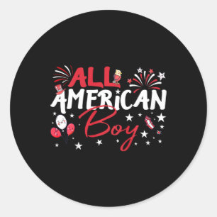 Sticker Rond Tous American Boys For Independence Day Boys Patri