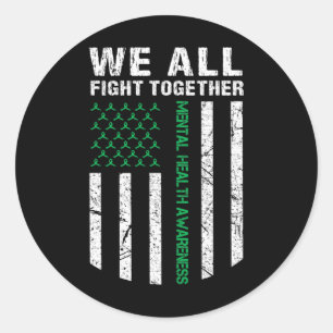 Sticker Rond Tous combattre ensemble Drapeau américain Mentolog