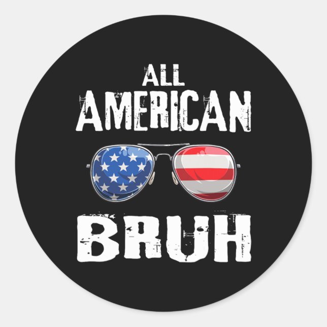 Sticker Rond Tous les Américains 4 juillet garçons Ados patriot (Devant)