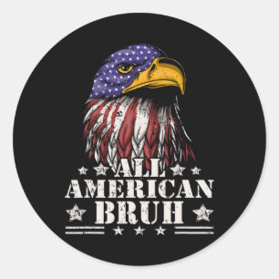 Sticker Rond Tous les Américains 4 juillet garçons Ados patriot