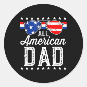 Sticker Rond Tous les américains papa 4 juillet Fête des pères