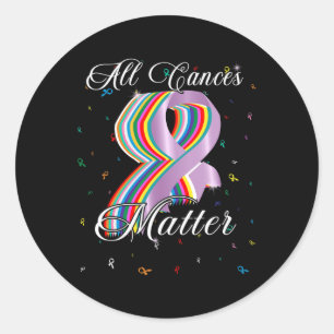 Sticker Rond Tous les Cances Problème Tous Ribbon World Cancer