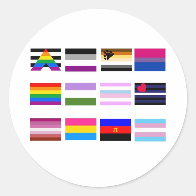 STICKER ROND TOUS LES DRAPEAUX DE FIERTÉ (Devant)