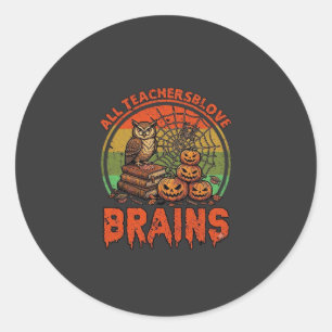 Sticker Rond Tous les enseignants aiment les citrouilles d'Hall