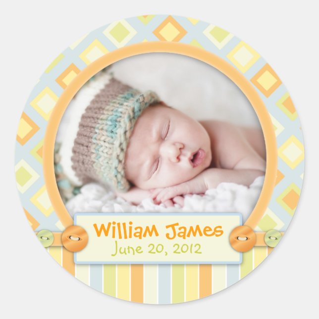 Sticker Rond Tous les Faire-part de naissance ferroviaires à bo (Devant)