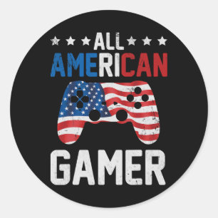 Sticker Rond Tous les gamers américains 4 juillet garçons Toddl